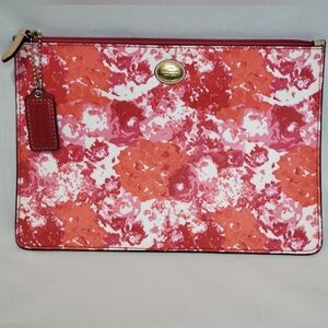 Coach Pink and Red Floral Clutch